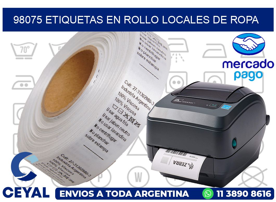 98075 Etiquetas en rollo locales de ropa