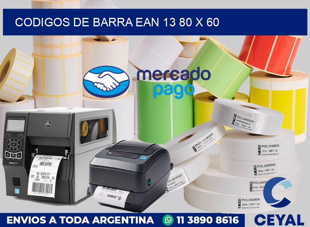 Codigos de barra EAN 13 80 x 60