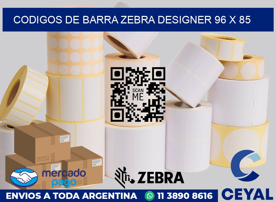 Codigos de barra Zebra designer 96 x 85