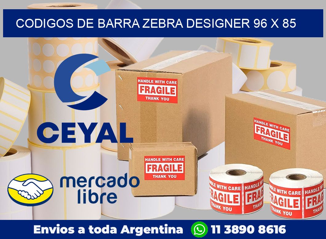 Codigos de barra Zebra designer 96 x 85