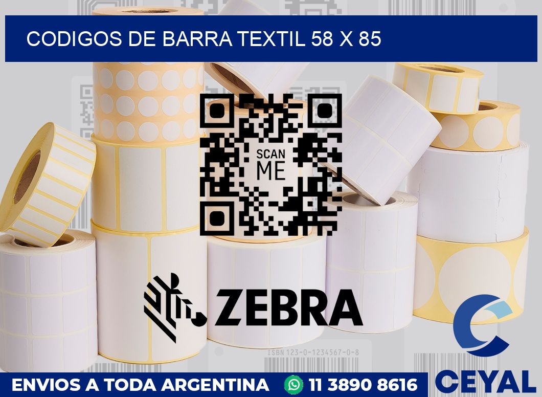 Codigos de barra textil 58 x 85