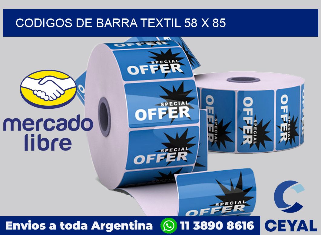 Codigos de barra textil 58 x 85