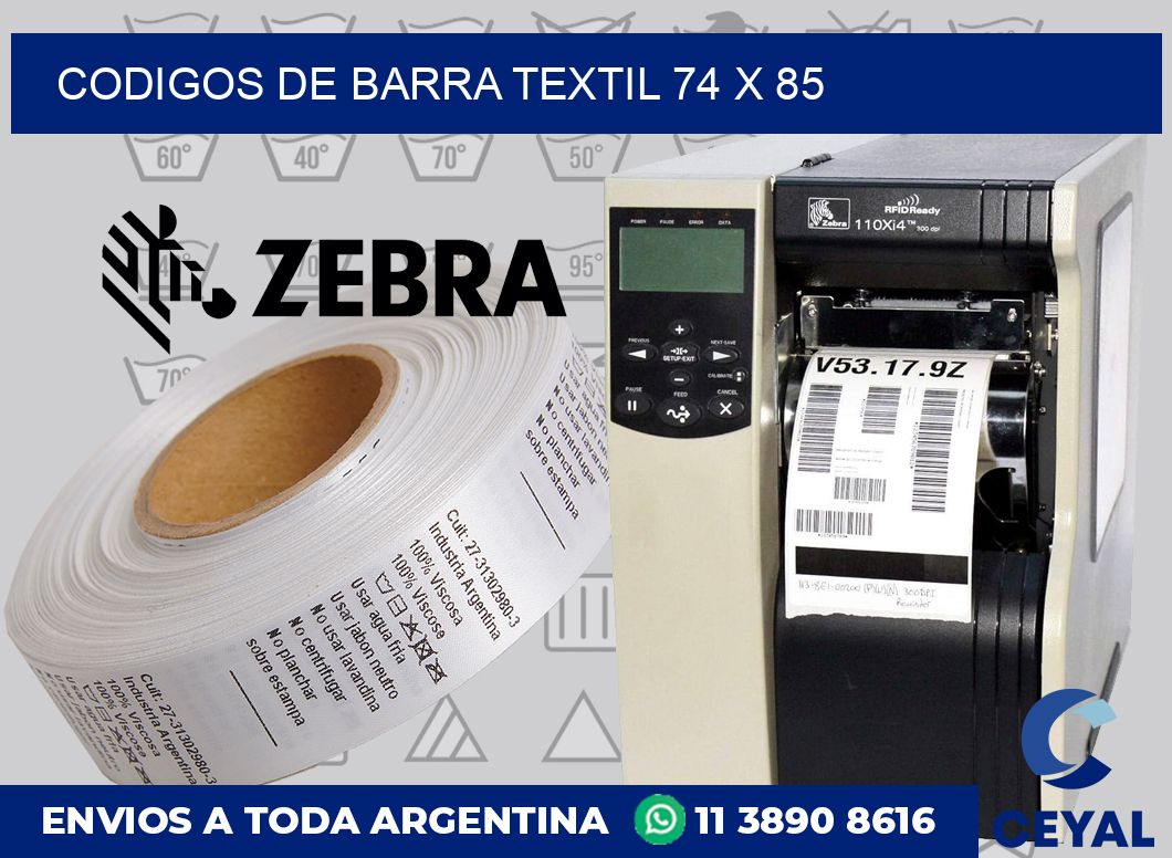 Codigos de barra textil 74 x 85