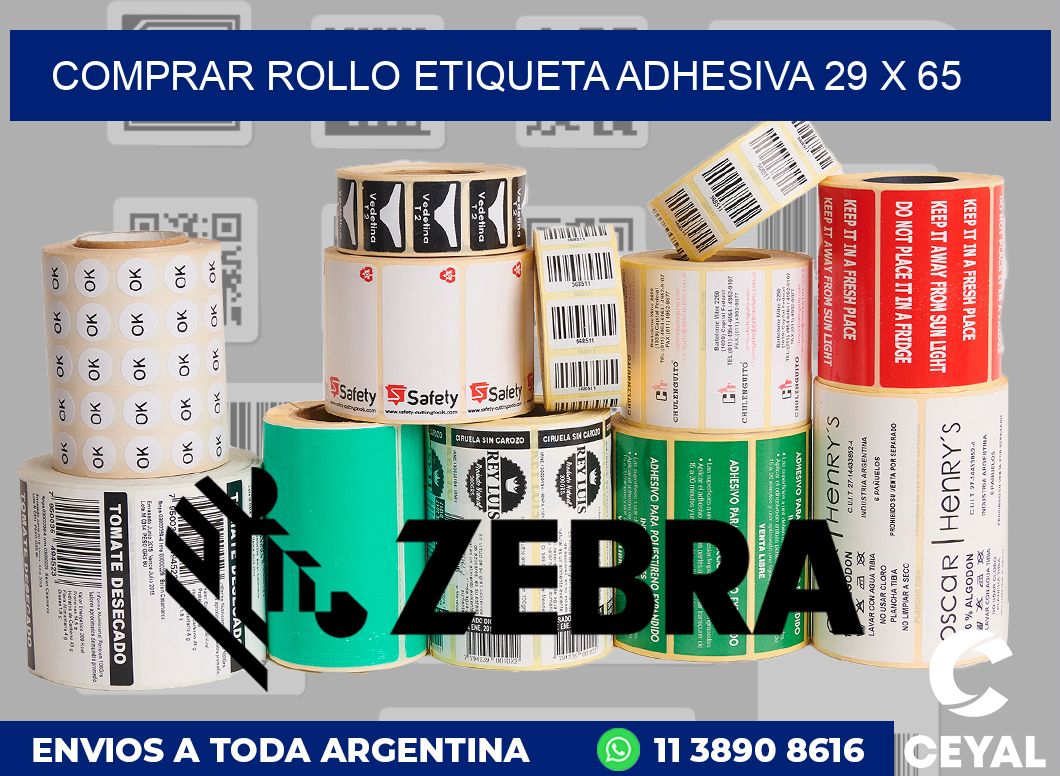 Comprar rollo etiqueta adhesiva 29 x 65