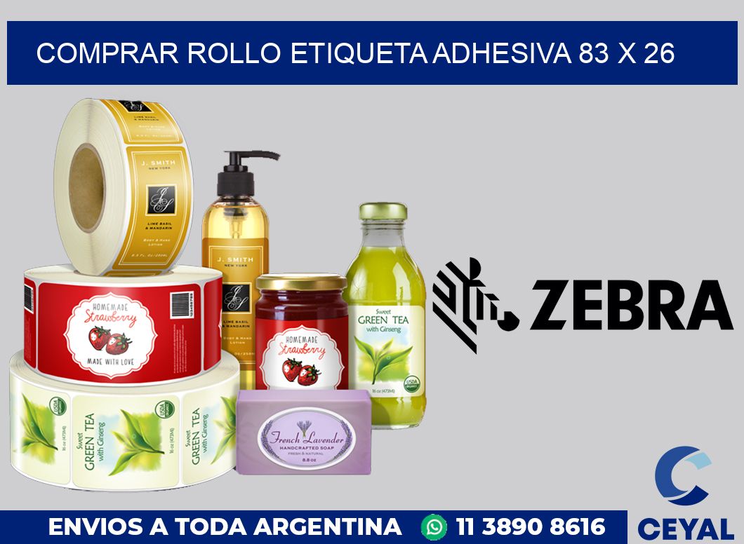 Comprar rollo etiqueta adhesiva 83 x 26
