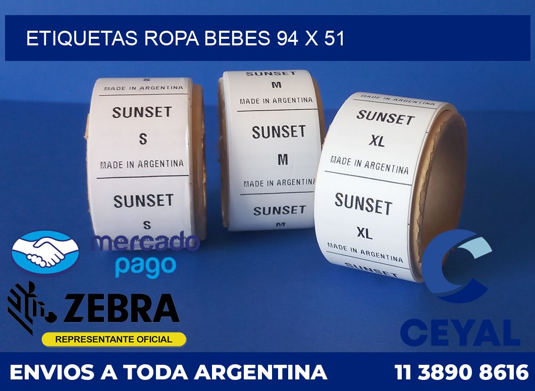 Etiquetas ropa bebes 94 x 51