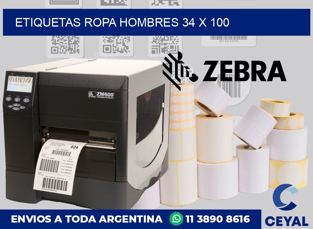 Etiquetas ropa hombres 34 x 100
