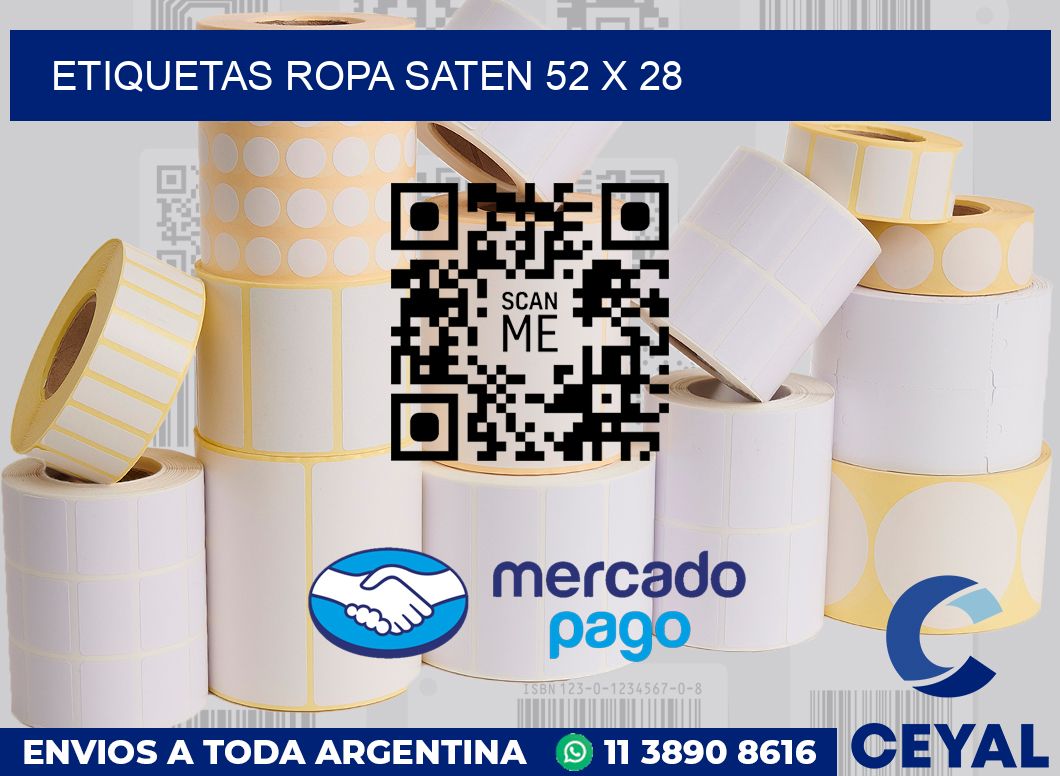 Etiquetas ropa saten 52 x 28