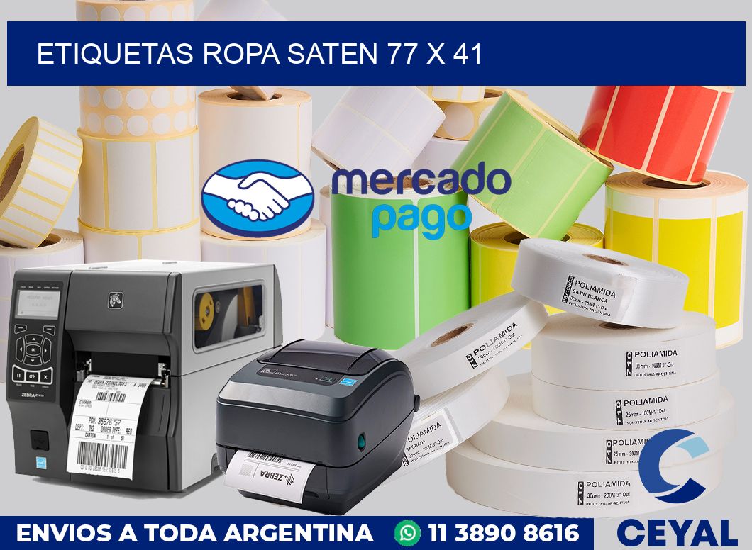 Etiquetas ropa saten 77 x 41