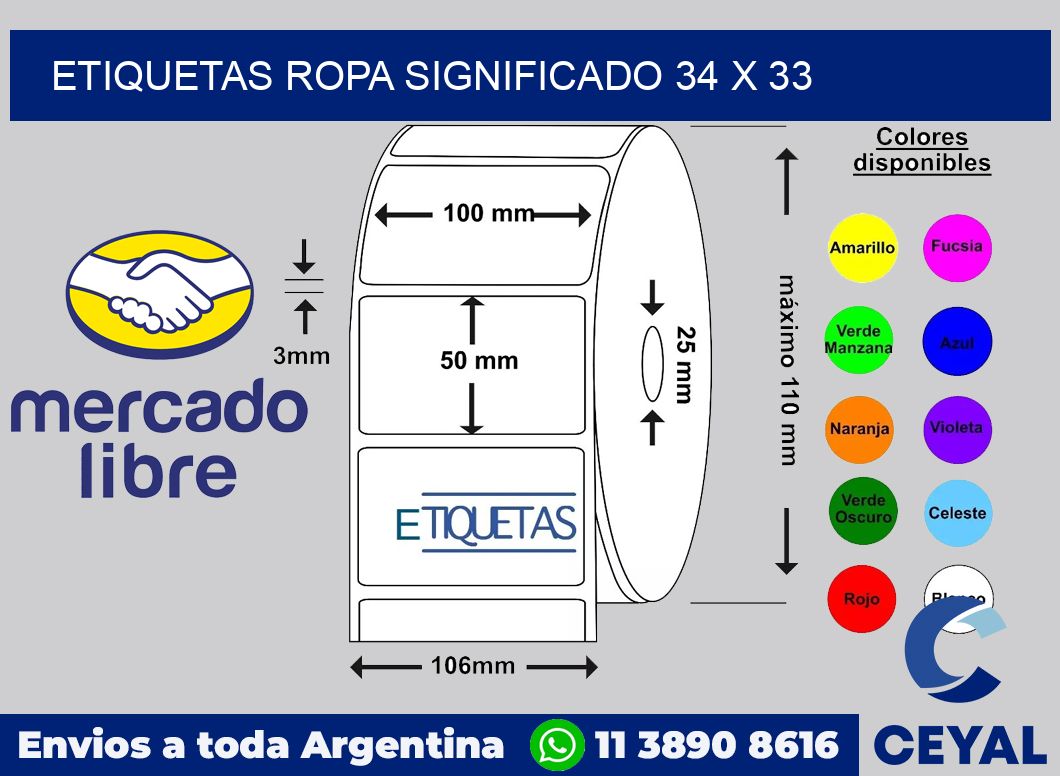 Etiquetas ropa significado 34 x 33