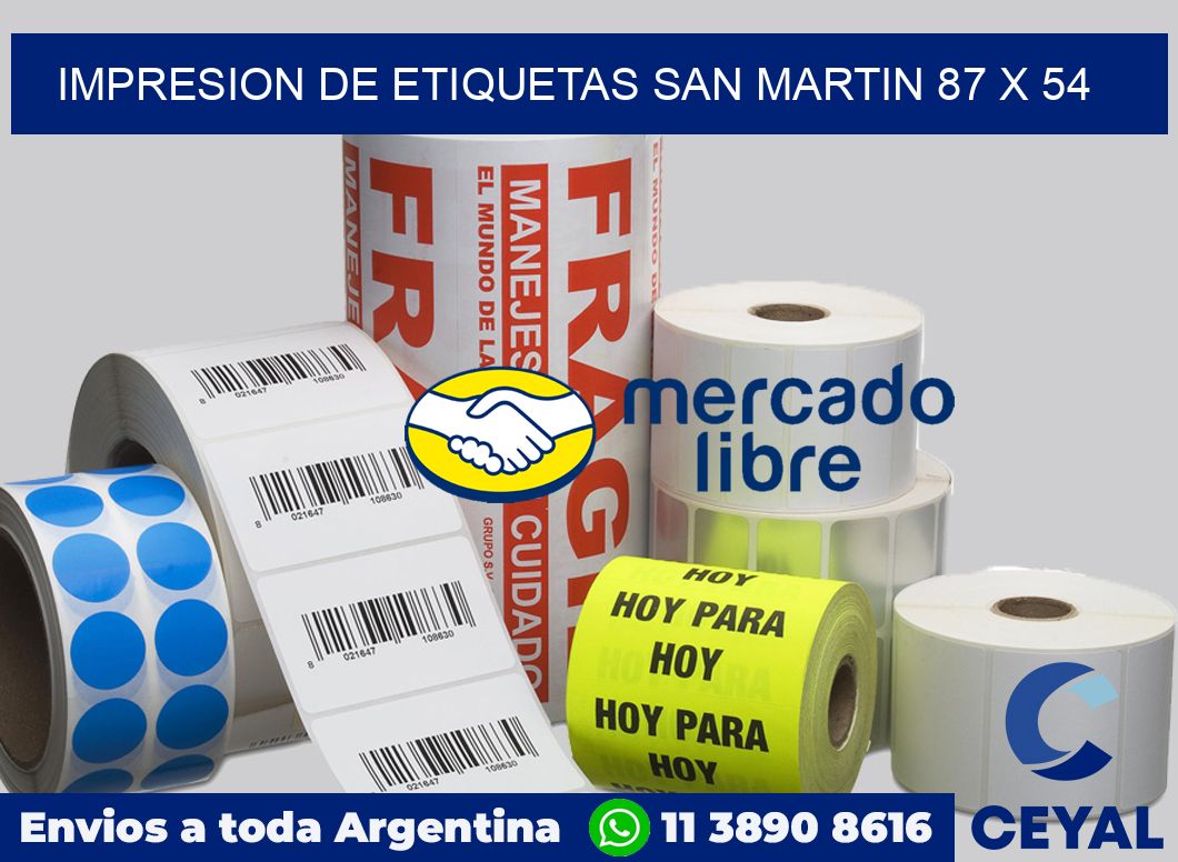 Impresion de etiquetas San Martin 87 x 54