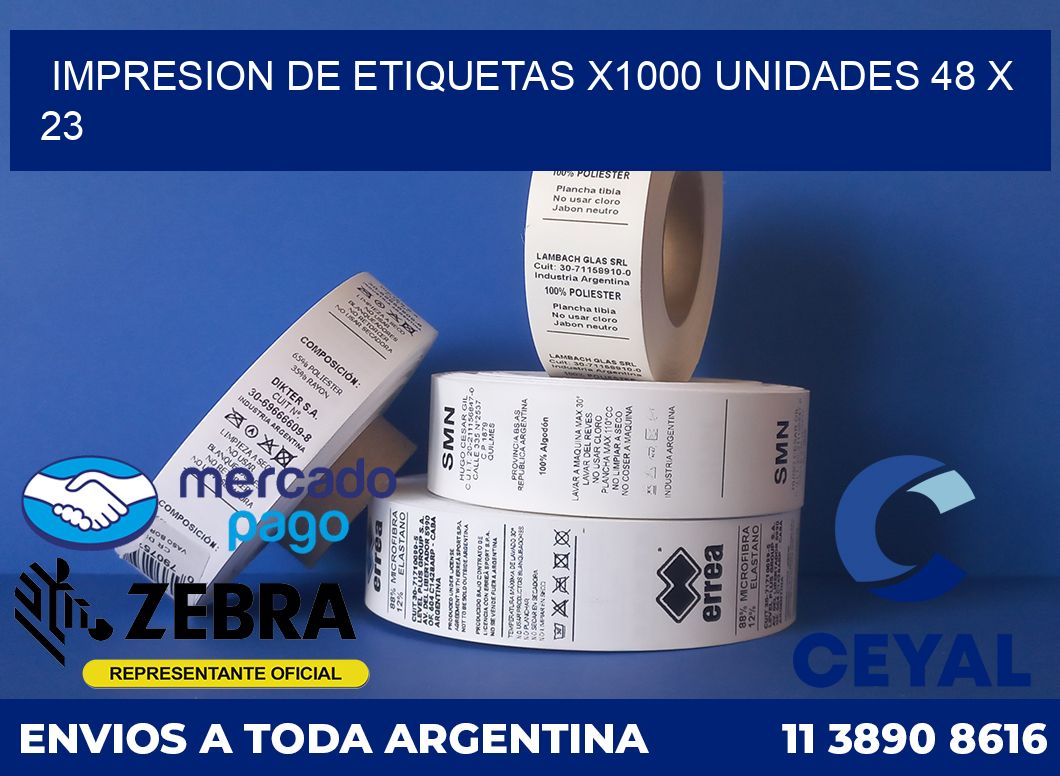 Impresion de etiquetas x1000 unidades 48 x 23