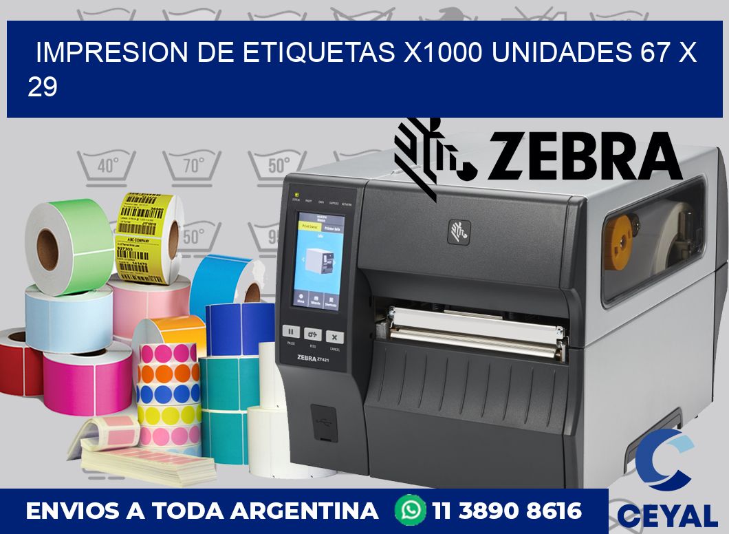 Impresion de etiquetas x1000 unidades 67 x 29
