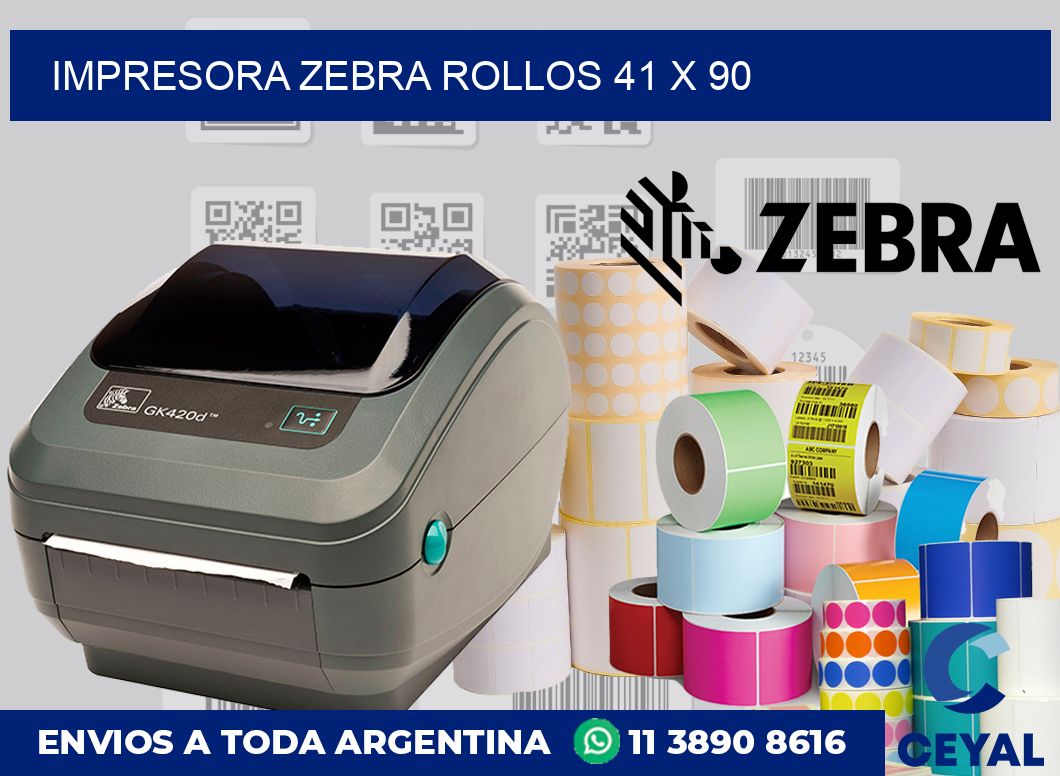 Impresora Zebra rollos 41 x 90