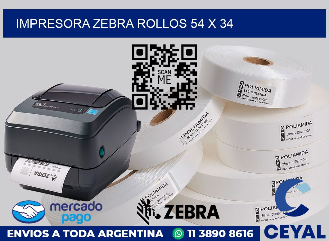 Impresora Zebra rollos 54 x 34