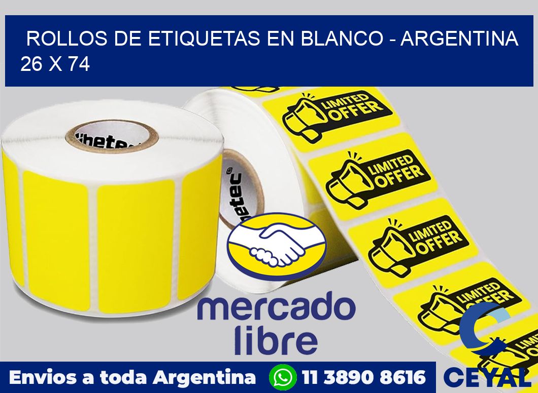 Rollos de etiquetas en blanco - Argentina 26 x 74