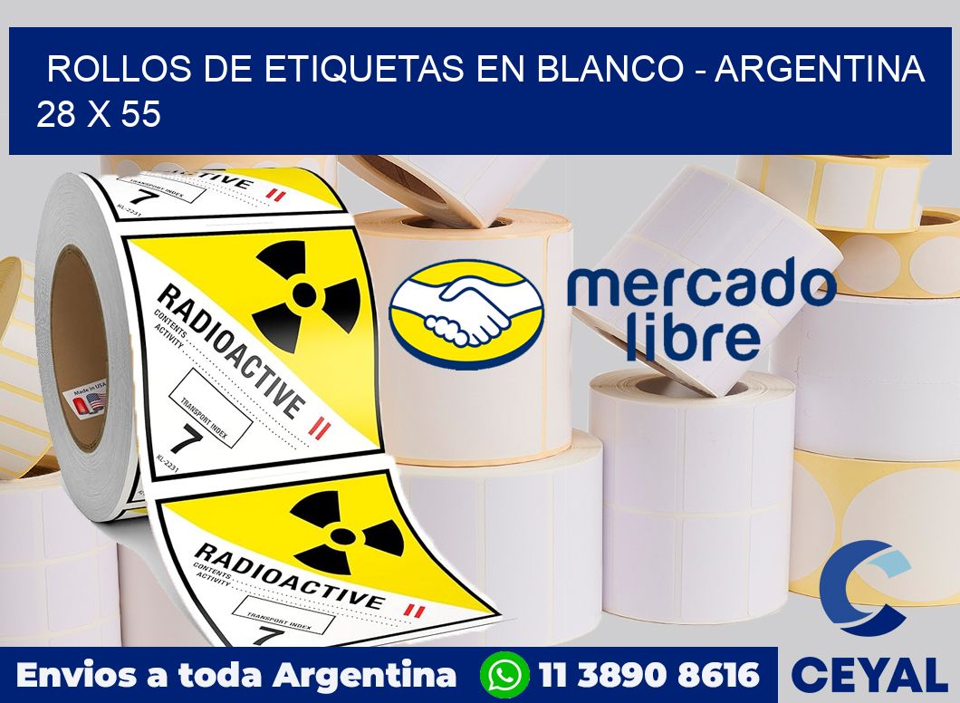 Rollos de etiquetas en blanco – Argentina 28 x 55