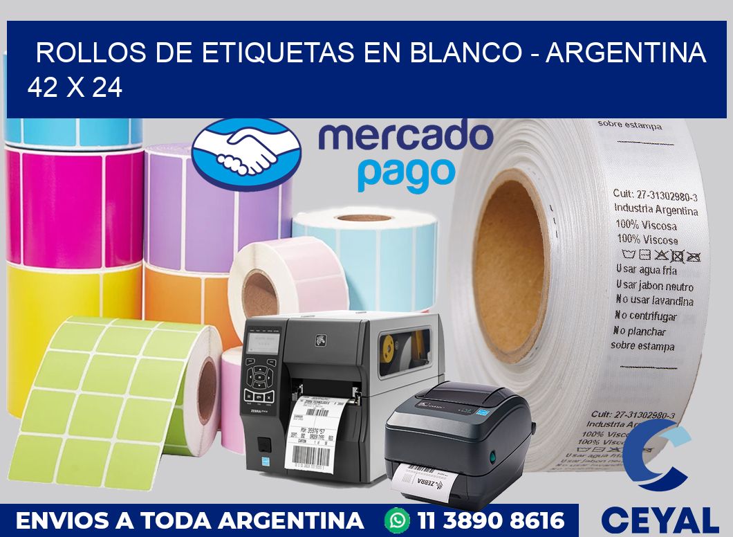 Rollos de etiquetas en blanco - Argentina 42 x 24