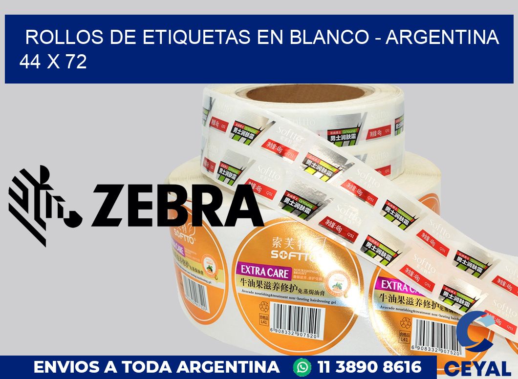 Rollos de etiquetas en blanco - Argentina 44 x 72