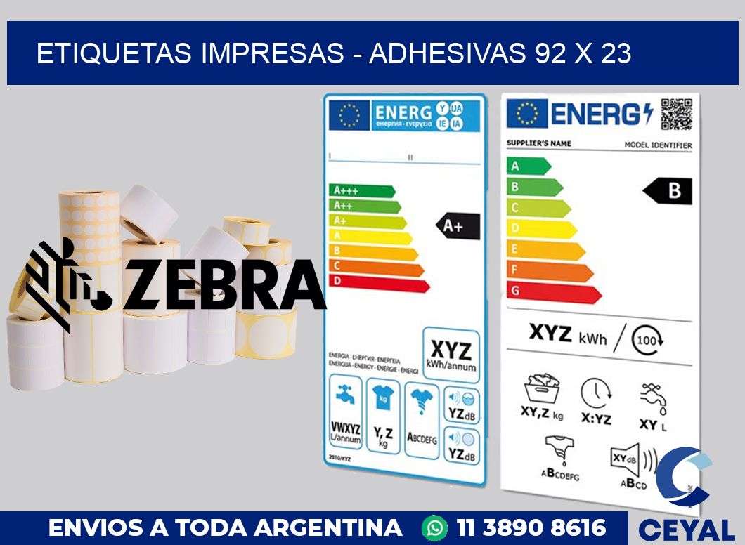 etiquetas impresas - Adhesivas 92 x 23