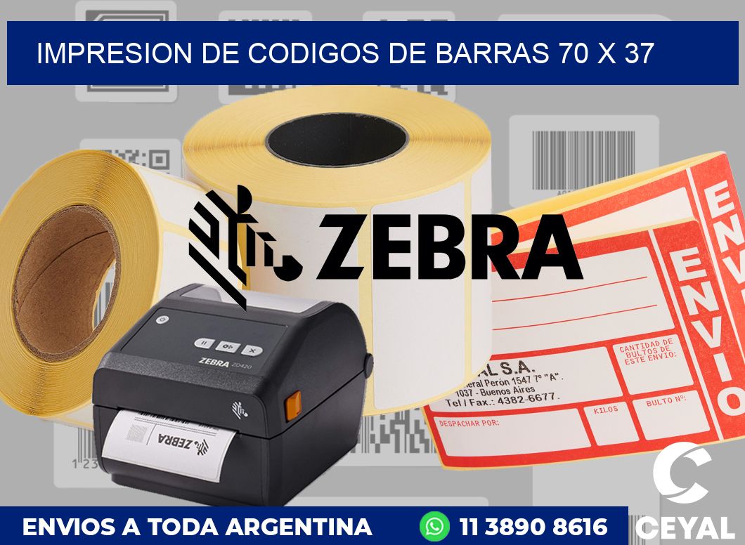 impresion de codigos de barras 70 x 37