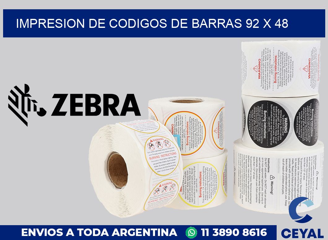 impresion de codigos de barras 92 x 48