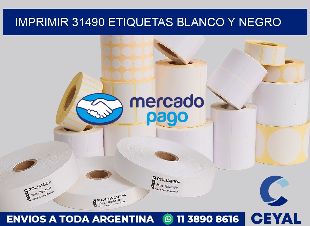 imprimir 31490 etiquetas blanco y negro