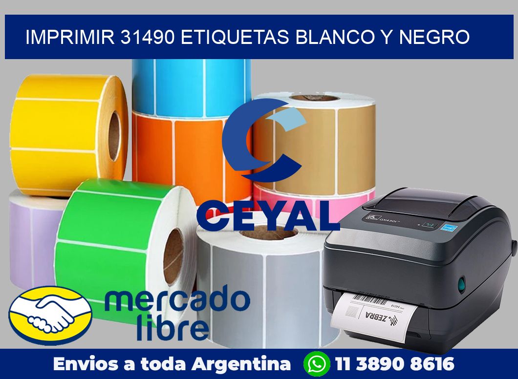 imprimir 31490 etiquetas blanco y negro