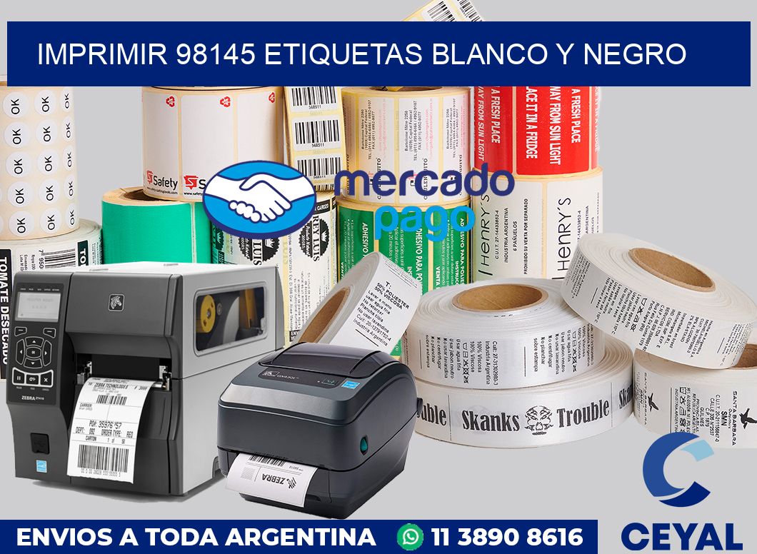imprimir 98145 etiquetas blanco y negro