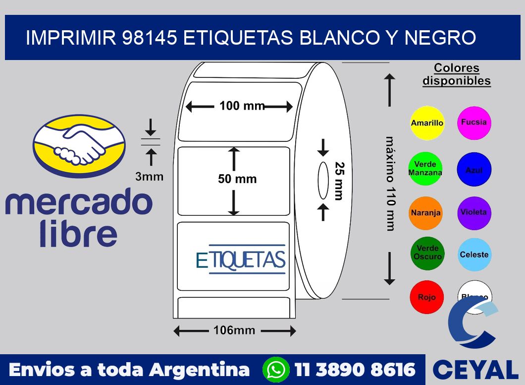imprimir 98145 etiquetas blanco y negro