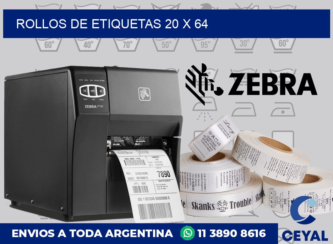 rollos de etiquetas 20 x 64