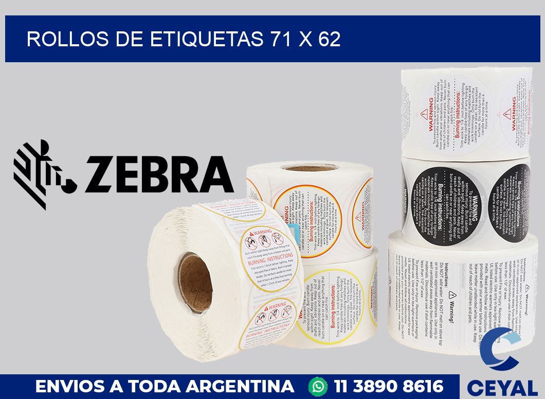rollos de etiquetas 71 x 62