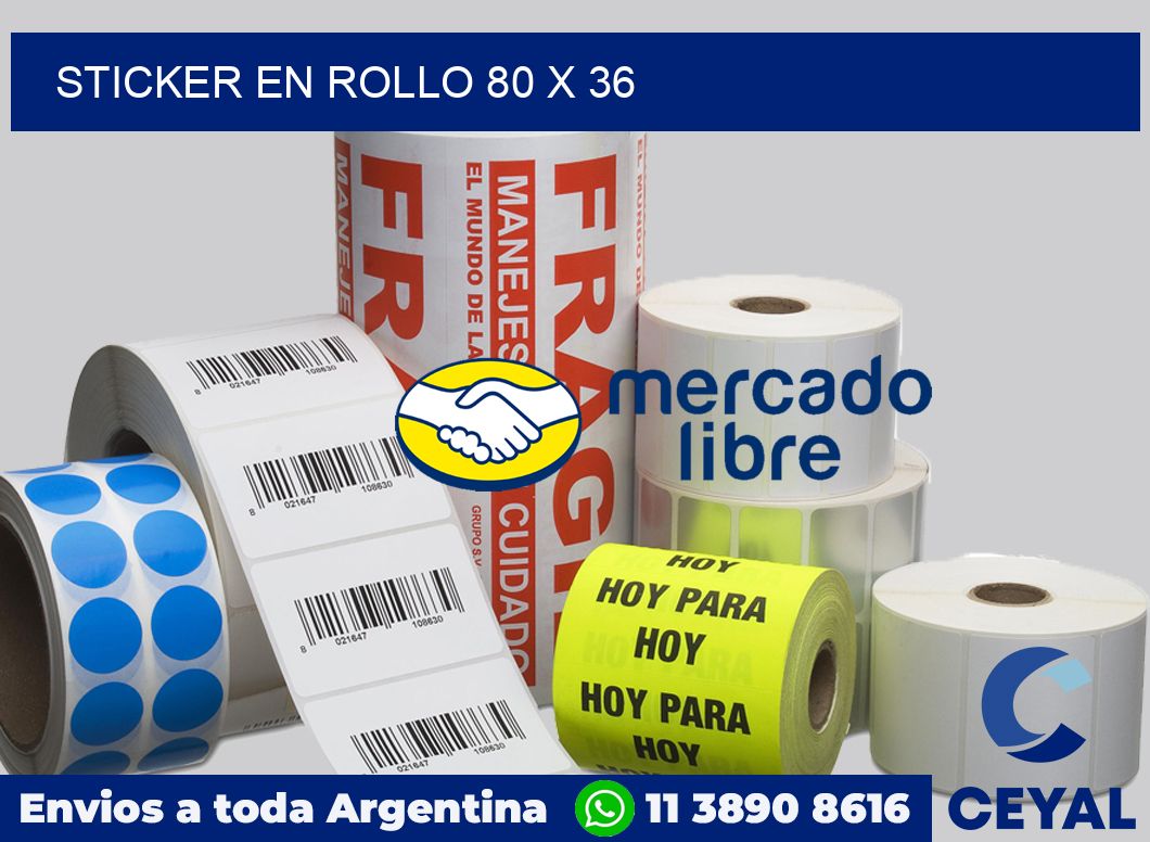 sticker en rollo 80 x 36