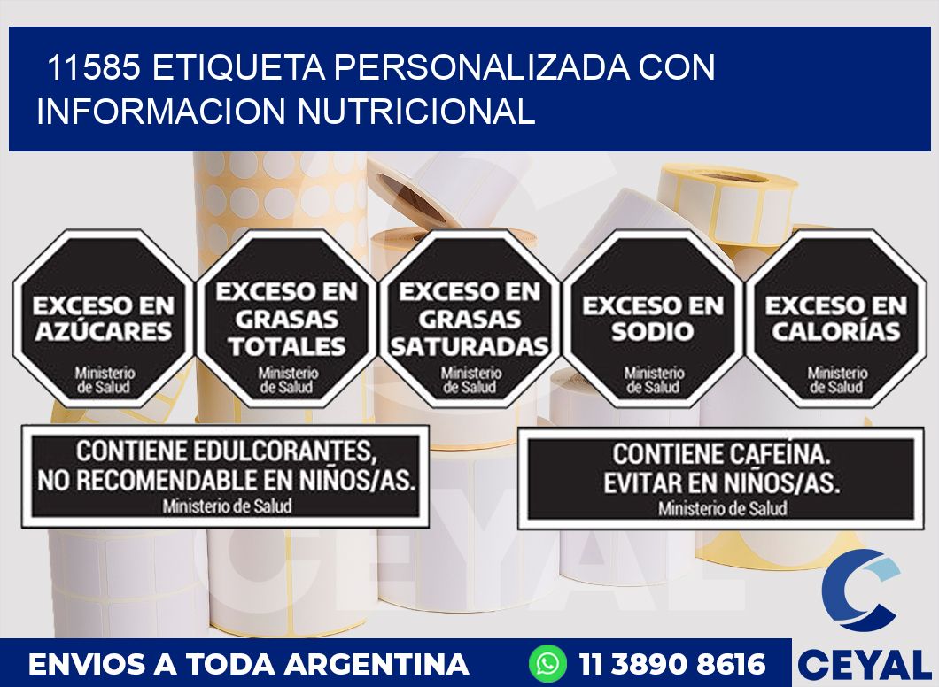 11585 ETIQUETA PERSONALIZADA CON INFORMACION NUTRICIONAL
