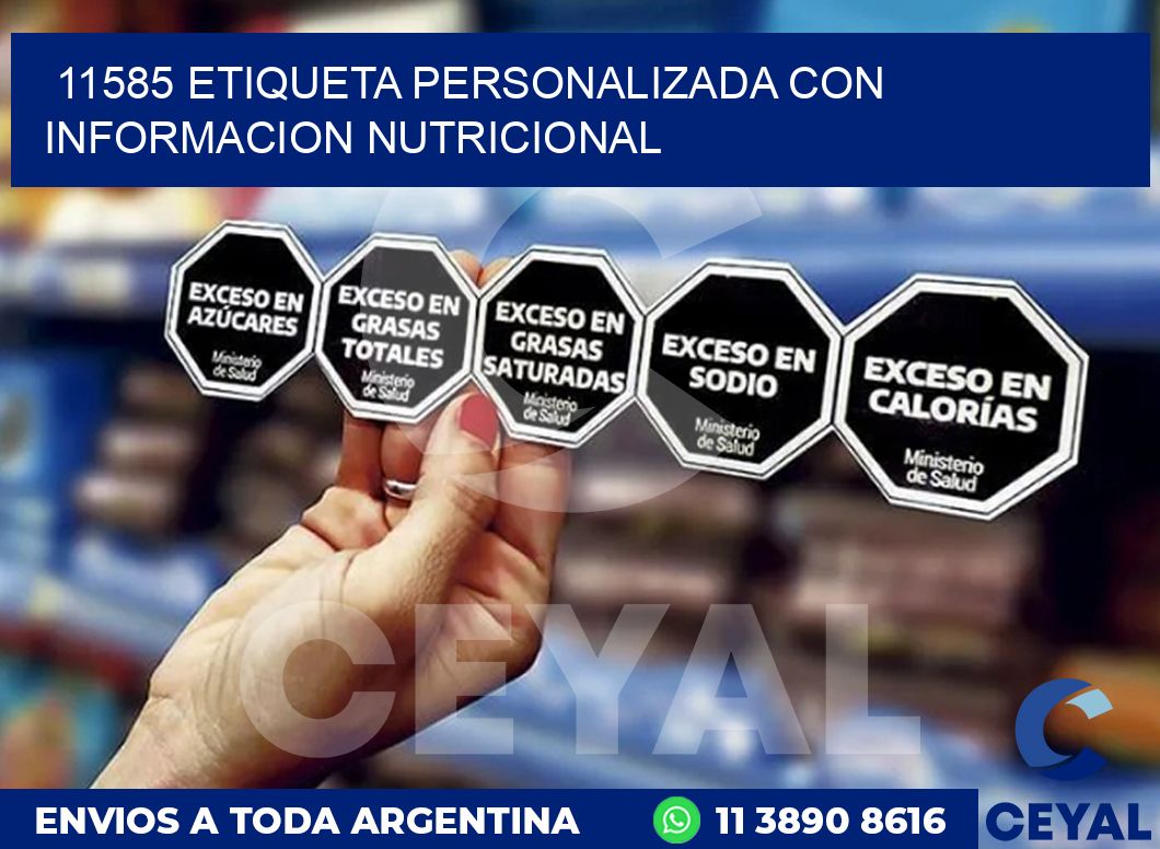 11585 ETIQUETA PERSONALIZADA CON INFORMACION NUTRICIONAL