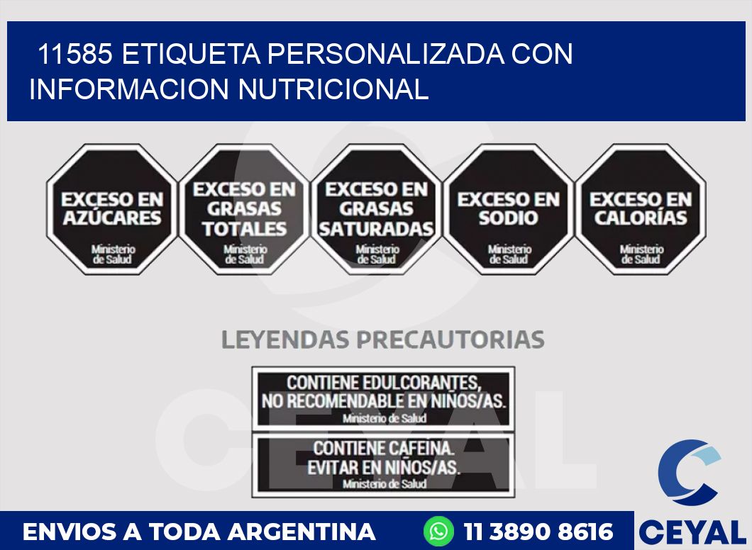 11585 ETIQUETA PERSONALIZADA CON INFORMACION NUTRICIONAL