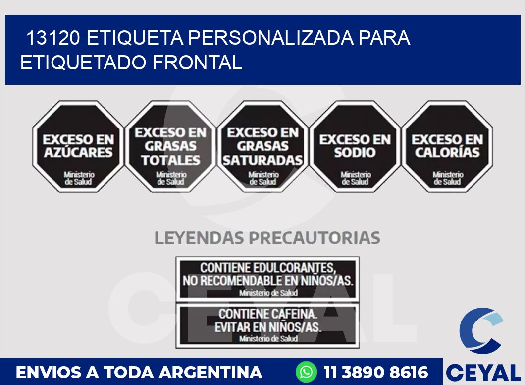 13120 ETIQUETA PERSONALIZADA PARA ETIQUETADO FRONTAL
