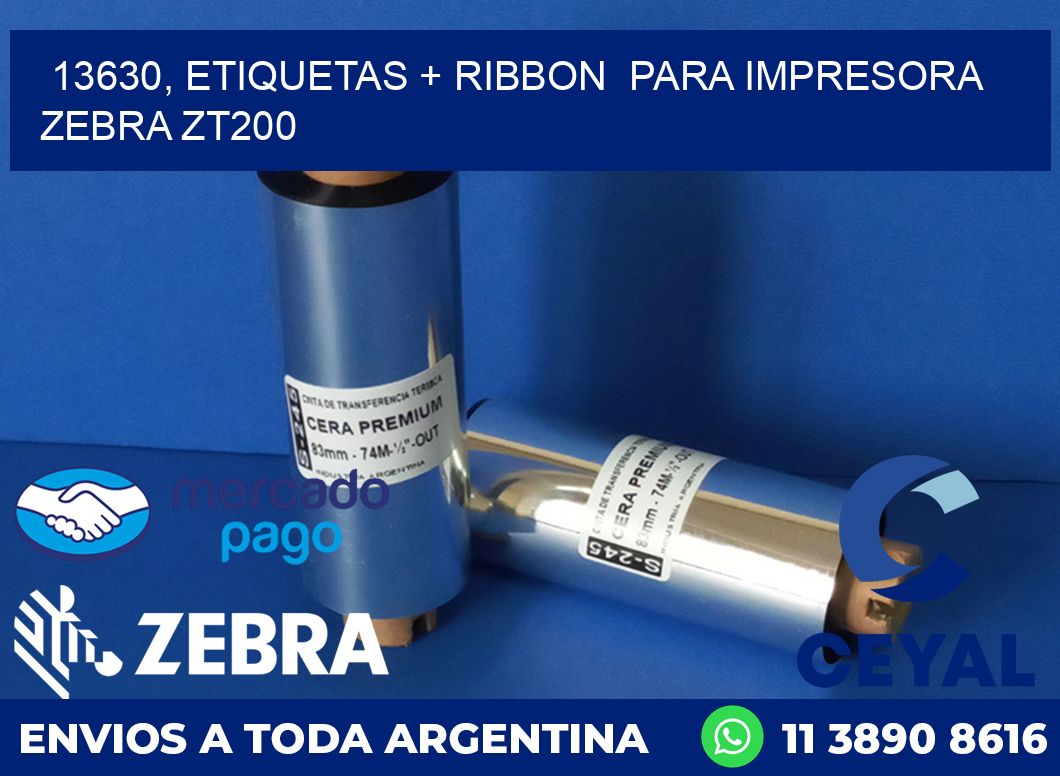 13630, etiquetas + ribbon  para impresora zebra ZT200