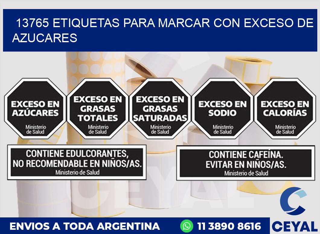 13765 ETIQUETAS PARA MARCAR CON EXCESO DE AZUCARES