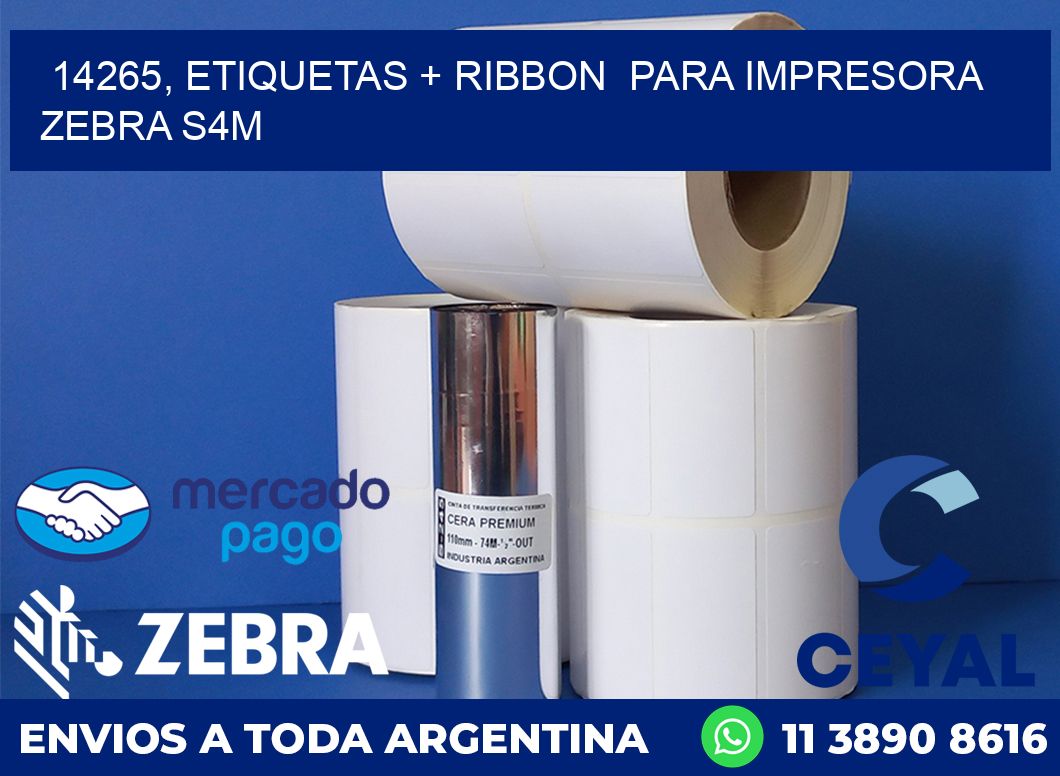 14265, etiquetas + ribbon  para impresora zebra S4M