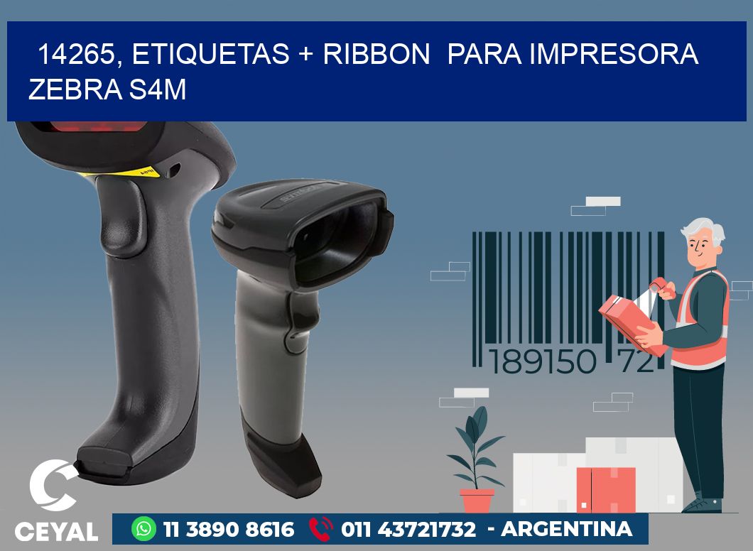 14265, etiquetas + ribbon  para impresora zebra S4M