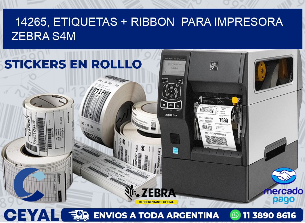 14265, etiquetas + ribbon  para impresora zebra S4M