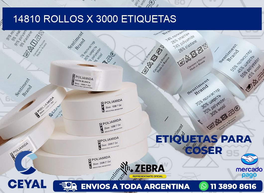 14810 ROLLOS X 3000 ETIQUETAS