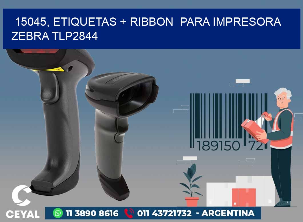 15045, etiquetas + ribbon  para impresora zebra TLP2844