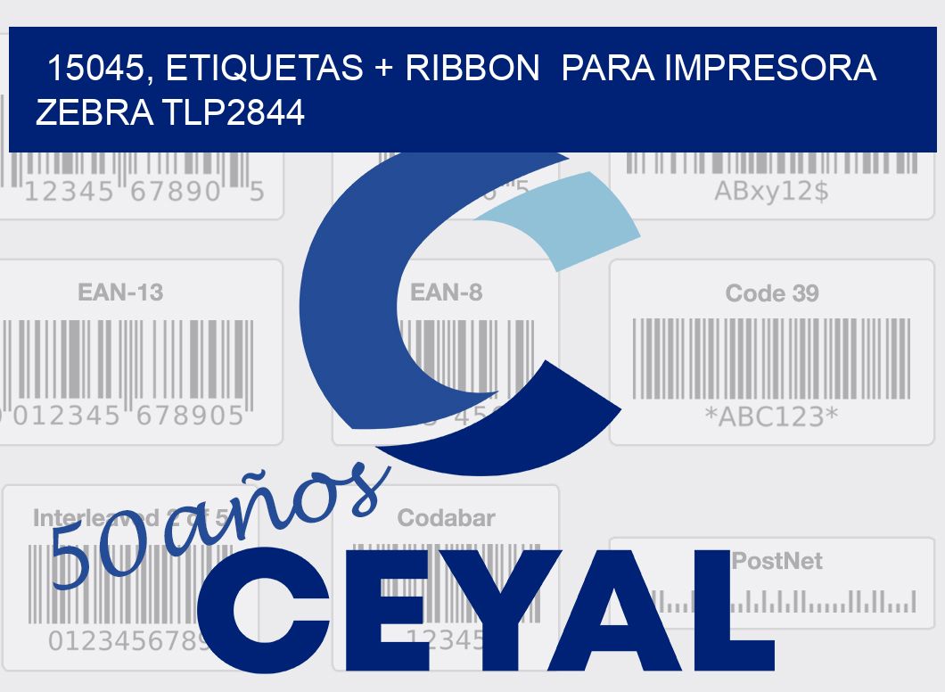 15045, etiquetas + ribbon  para impresora zebra TLP2844