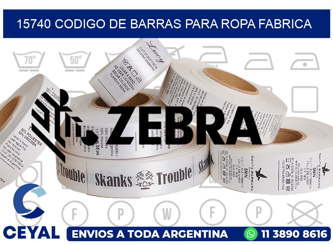 15740 CODIGO DE BARRAS PARA ROPA FABRICA