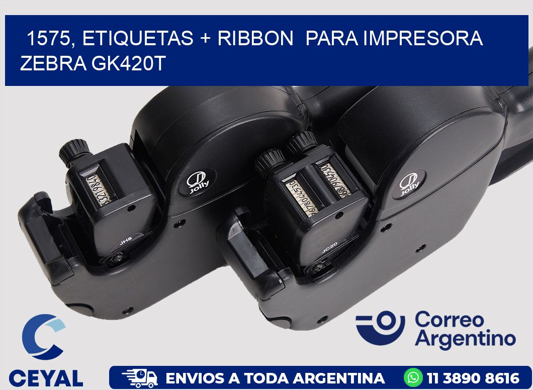 1575, etiquetas + ribbon  para impresora zebra GK420T