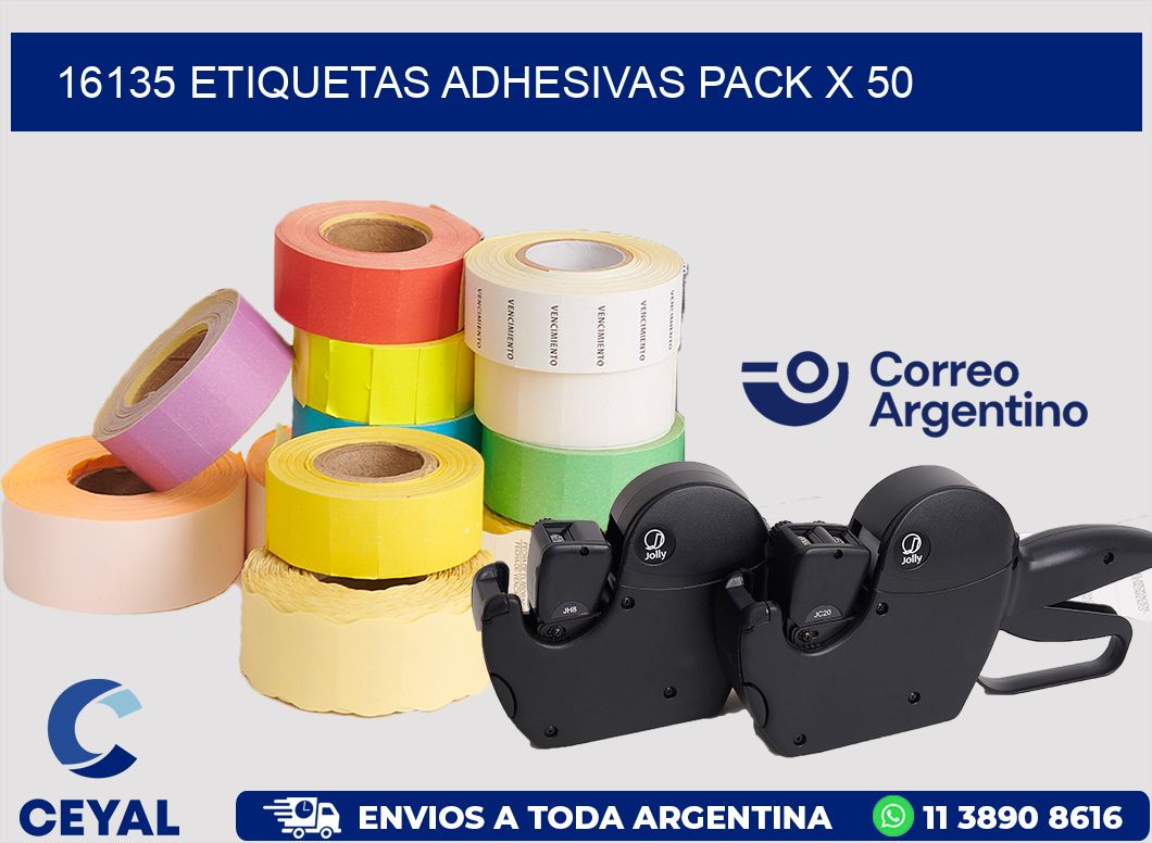 16135 ETIQUETAS ADHESIVAS PACK X 50