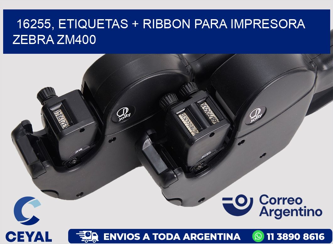 16255, etiquetas + ribbon para impresora zebra ZM400