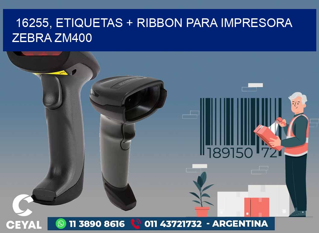 16255, etiquetas + ribbon para impresora zebra ZM400